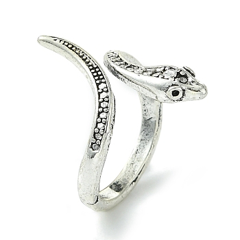 Snake Alloy Open Cuff Rings, Lead Free & Cadmium Free, Antique Silver, 24mm, Inner Diameter: 17mm