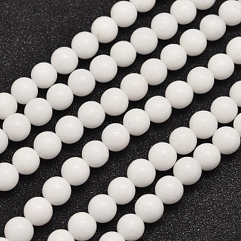 Natural Malaysia Jade Beads Strands, Dyed & Heated, Round, White, 6mm, Hole: 0.8mm, about 64pcs/strand, 15 inch