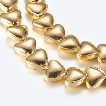 Non-magnetic Synthetic Hematite Beads Strands, Heart, Golden Plated, 5x6x2.5mm, Hole: 1mm, about 82pcs/strand, 15.7 inch(40cm)
