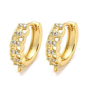 Rack Plating Brass Micro Pave Cubic Zirconia Hoop Earring Findings, Cadmium Free & Lead Free, Long-Lasting Plated, Real 18K Gold Plated, 16x4mm, Hole: 1.2mm