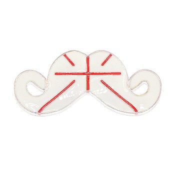 Platinum Alloy Enamel Mustache Pendant Links, White & Red, 25x60x2mm, Hole: 2mm