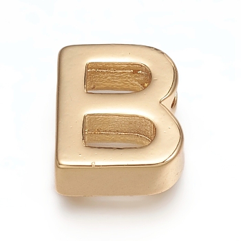 Brass Charms, Long-Lasting Plated, Letter, Letter.B, B: 9x7.5x3mm, Hole: 1.6mm