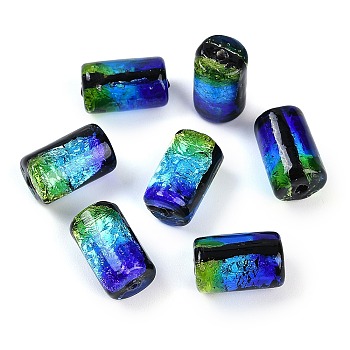 Handmade Silver Foil Glass Beads, Column, Colorful, 13~14x8~8.5mm, Hole: 1.4~1.8mm