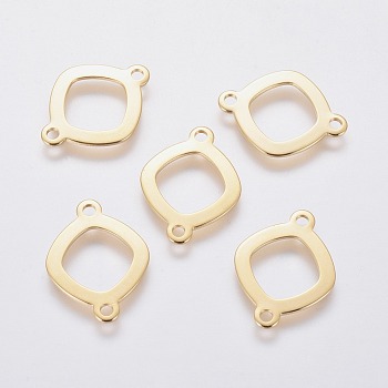 201 Stainless Steel Links connectors, Rhombus, Golden, 19x14x0.8mm, Hole: 1.6mm