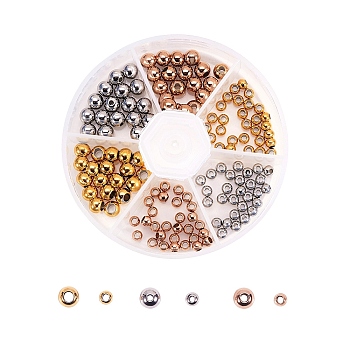 304 Stainless Steel Beads, Round, Mixed Color, 150pcs/box