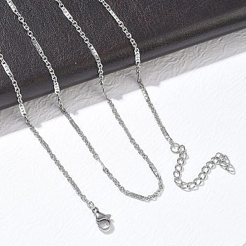 10Pcs 2MM 304 Stainless Steel Mixed Chain Necklaces, Tarnish Free, Stainless Steel Color, 17.72 inch(45cm)
