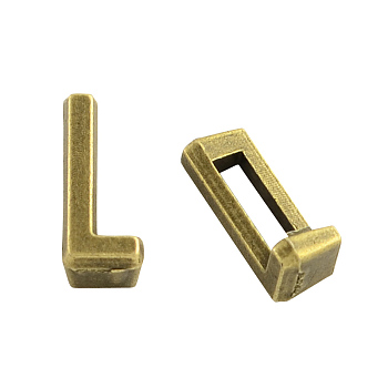 Tibetan Style Alloy Letter Slide Charms, Cadmium Free & Nickel Free & Lead Free, Letter.L, 11x2~8x4mm, Hole: 7x2mm, about 1135pcs/1000g