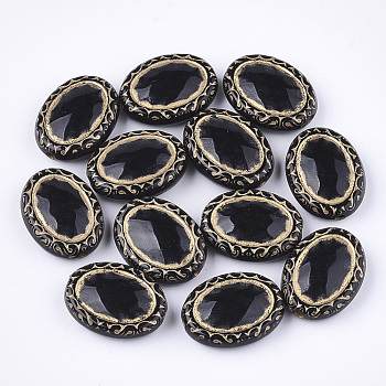 Plating Acrylic Beads, Metal Enlaced, Oval, Black, 17.5x13.5x6mm, Hole: 1.6mm, about 590pcs/500g