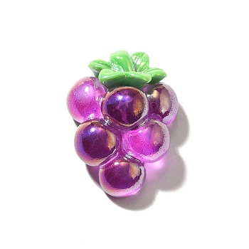 Electroplate UV Plating Opaque Fruit Resin Cabochons, Iridescent, Grape, 26.5x20.5x11.5mm