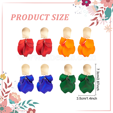 ANATTASOUL 4 Pairs 4 Colors Exquisite Acrylic Petaline Dangle Stud Earrings(EJEW-AN0002-10)-2