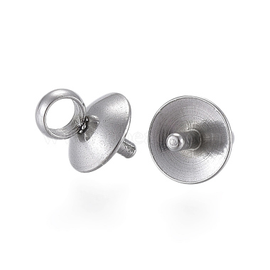 201 Stainless Steel Cup Pearl Peg Bails Pin Pendants(STAS-E030-5)-2