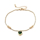 Glass Heart Charm Bracelet with Box Chains(BJEW-E075-01G)-1