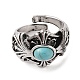 Oval Synthetic Turquoise Cuff Rings(RJEW-B107-14AS-01)-3