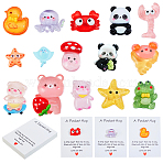 60Pcs 15 Styles Opaque & Transparent Cartoon Resin Cabochons, with 60Pcs Jewelry Display Cards and 3Sheets Plastic Stickers, Mixed Color, 23x16mm(RESI-GA0001-44)