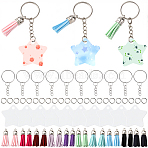 DIY Blank Double-sided Heat Transfer Aluminium Pendant Keychain Making Kits, include Faux Suede Tassel and Iron Split Key Rings, Star, 35x36x1mm, Hole: 4mm(DIY-SP0005-26B)