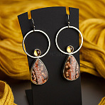 Alloy Enamel Dangle Earrings, with Glass, Antique Silver, Teardrop, 65mm(FS-WG6E131-07)