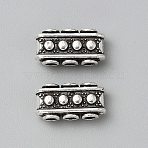 Tibetan Style Alloy Slide Charms, Rectangle, Antique Silver, 7.5x15x5mm, Hole: 2mm(FIND-WH0126-600A-AS)