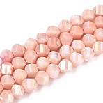 Anti-Tarnish Electroplate Glass Beads Strands, Imitation Gemstone, Twist, AB Color Plated, Faceted, Two Tone, Light Salmon, 5~5.5x6~6.5x6~6.5mm, Hole: 1mm, about 67~68pcs/strand, 14.76~15.16 inch(37.5~38.5cm)(GLAA-T025-6mm-14G)