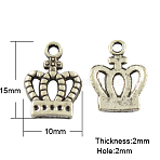 Tibetan Style Alloy Charms, Cadmium Free & Lead Free,, Crown, Antique Silver, 15x10x2mm, Hole: 2mm, about 1350pcs/1000g.(TIBEP-R354-01AS-LF)