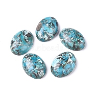 Assembled Synthetic Gold Line Turquoise and Larimar Cabochons, Oval, Dyed, 25x18x7~8mm(G-D0006-G01-06)