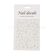 PET Christmas Laser Nail Art  Sticker, Self-adhesive, 3D Design, For Nail Tips Decorations, Mixed Christmas Theme Pattern, Silver, 10.4x8x0.02cm(MRMJ-B003-05S)