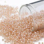 TOHO Round Seed Beads, Japanese Seed Beads, (794) Inside Color AB Crystal/Apricot Lined, 11/0, 2.2mm, Hole: 0.8mm, about 1110pcs/10g(X-SEED-TR11-0794)