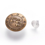 Iron Button Pins for Jeans, Garment Accessories, Flat Round with Word Pattern, Antique Bronze & Stainless steel Color, 20x7mm, Hole: 1.5mm, Pin: 0.9~2.5mm(IFIN-WH0038-01F)