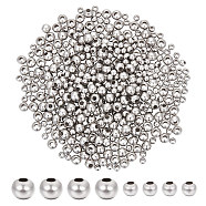 400Pcs 2 Style Round 304 Stainless Steel Spacer Beads, Metal Findings for Jewelry Making Supplies, Stainless Steel Color, 4~6mm, Hole: 1.5~2mm, 200pcs/style(STAS-UN0053-73)
