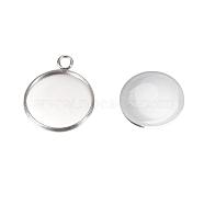 Pendant Making Sets, with 304 Stainless Steel Pendant Cabochon Settings and Glass Cabochons, Flat Round, Stainless Steel Color, Tray: 20mm, 26.5x22x2mm, Hole: 3mm, 19.5~20x5.5mm(DIY-X0288-70P)
