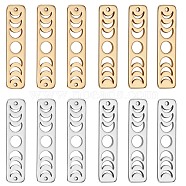 12Pcs 4 Style Brass Moon Phase Bar Links & Charms, Long-Lasting Plated, Rectangle, for Jewelry Making Finding Kit, Platinum & Golden, 20x5x1mm, Hole: 0.7mm, 4pcs/style(KK-SZ0005-45)