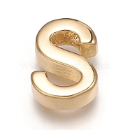 Brass Charms, Long-Lasting Plated, Real 18K Gold Plated, Letter.S, S: 9x6.5x3mm, Hole: 1.6mm(ZIRC-I037-01S-G)