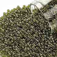 TOHO Round Seed Beads, Japanese Seed Beads, (457) Gold Luster Green Tea, 11/0, 2.2mm, Hole: 0.8mm, about 50000pcs/pound(SEED-TR11-0457)