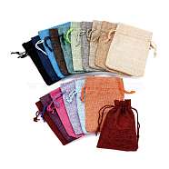 Polyester Imitation Burlap Packing Pouches Drawstring Bags, Mixed Color, 12x9cm(X-ABAG-R005-9x12-M)