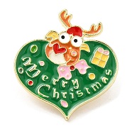 Christmas Theme Enamel Pins, Light Gold Alloy Badge for Backpack Clothes, Deer, 29x27x2mm(JEWB-G023-01A)