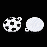 Baking Painted Alloy Pendants, Football, White, 18x15x2.5mm, Hole: 1.8mm(ENAM-S119-023A)