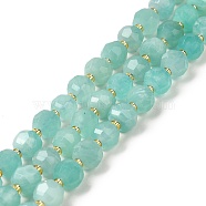 Natural Amazonite Beads Strands, with Seed Beads, Faceted Rondelle, 7~8x5~6mm, Hole: 1mm, about 45~46pcs/strand, 14.57''~14.96''(37~38cm)(G-P508-A08-01)