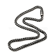 304 Stainless Steel Wheat Chain Necklace with Magnetic Clasp for Men Women, Antique Silver, 23.43 inch(59.5cm)(NJEW-E038-05AS)