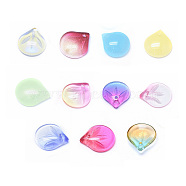 Glass Charms, for DIY Jewelry Making, Petal, Mixed Color, 15x13.5x4mm, Hole: 1.2mm(GLAA-H016-05E-M)