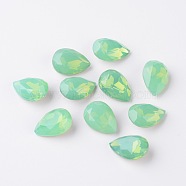 Faceted Teardrop K9 Glass Rhinestone Cabochons, Grade A, Pointed Back & Back Plated, Palace Green Opal, 18x13x6mm(RGLA-I001-18x13mm-032)