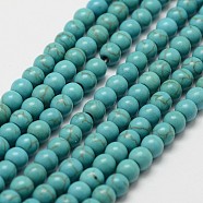 Synthetic Howlite Bead Strand, Dyed, Round, Dark Cyan, 4x3.5mm, Hole: 1mm, about 100~108pcs/strand, 15.9 inch(X-G-P228-04-4mm)