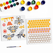 US 1 Set PET Hollow Out Drawing Painting Stencils, for DIY Scrapbook, Photo Album, with 1Pc Art Paint Brushes, Bees, 300x300mm, 2pcs/set(DIY-MA0005-38B-03)