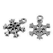 Tibetan Style Alloy Charms, Lead Free & Cadmium Free & Nickel Free, Antique Silver, Snowflake, 13mm in diameter, 3mm thick, hole: 2mm(X-QA-400Y-NF)