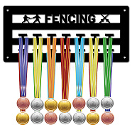 Acrylic Medal Holder, Medals Display Hanger Rack, with Hanger Hooks, Medal Holder Frame, Rectangle with Word FENCING, Black, 116x290x10mm(AJEW-WH0296-018)