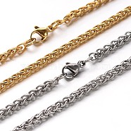 304 Stainless Steel Wheat Chain Necklaces, with Lobster Clasps, Mixed Color, 23.7 inch(60.2cm), 1x3x5mm(NJEW-O058-26)