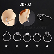 Halloween Titanium Steel Nose Rings, Hoop Cartilage Earrings, Stainless Steel Color, Star, 10mm, Pin: 1.2mm(WGADCDD-01)