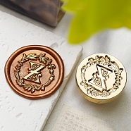 Golden Tone Wax Seal Brass Stamp Head, Flower with Letter Pattern, for Wax Seal Stamp, Letter Z, 24x14mm, Inner Diameter: 7mm(DIY-B079-01G-Z)