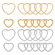 24Pcs 4 Style 201 Stainless Steel Linking Rings, Heart, Golden & Stainless Steel Color, 11~14.5x12~16x1mm, inner diameter: 7.5~11.5x9.5~14mm, 6pcs/style(STAS-HY0001-19)