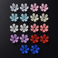 Transparent Acrylic Beads, Frosted, Flower, Mixed Color, 19x17x10mm, Hole: 3mm, about 764pcs/500g(MACR-S373-47-D)
