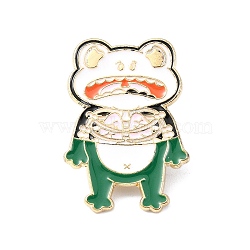 Enamel Pin, Golden Alloy Brooches for Backpack Clothes, Cadmium Free & Lead Free, Frog, White, 28x20x1.5mm(JEWB-P038-12B-G)