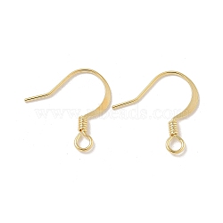 Brass French Hooks with Coil, Real 16K Gold Plated, 16.5x16x2mm, Hole: 2mm, Pin: 0.6mm(KK-H503-27G)